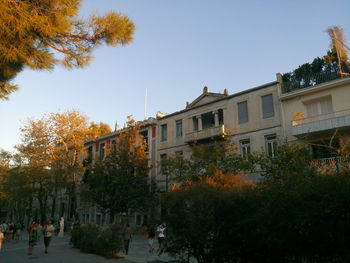 View of buildings against clear sky