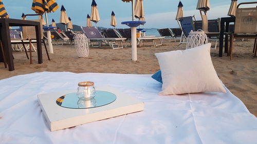 Empty chairs and tables in restaurant