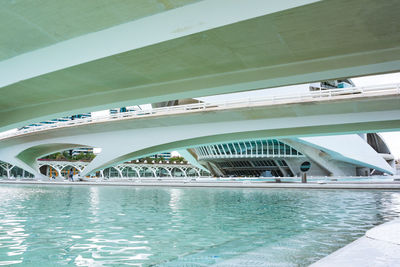 Bridge over swimming pool