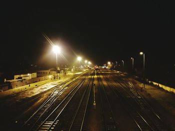 Railroad track at night