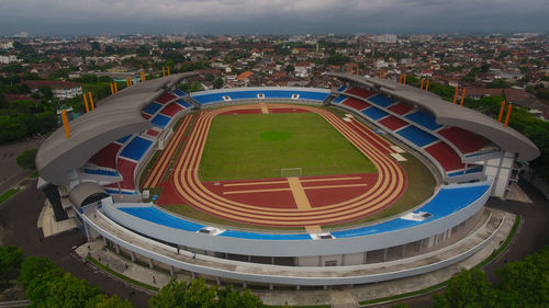 Aerial view of mandala krida stadium in yogyakarta, indonesia