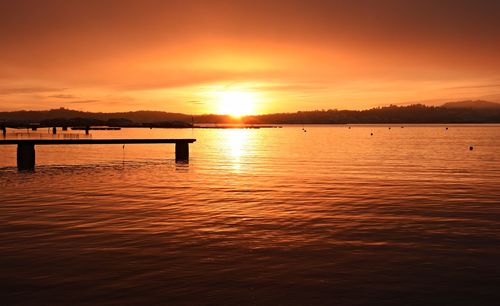 Scenic view of sunset over sea