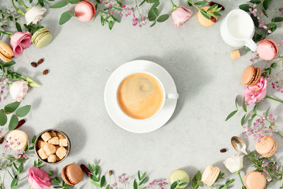 High angle view of food on table