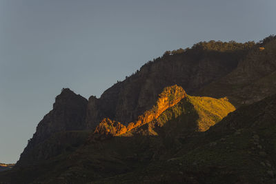 Scenic view of rock formation against clear sky