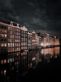 Reflection of illuminated city at night