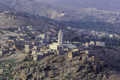 High angle view of buildings in town