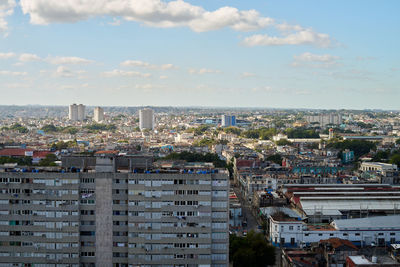 High angle view of cityscape against sky