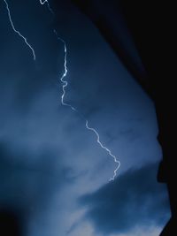 Low angle view of lightning in sky