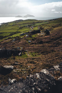 Scenic view of land against sky