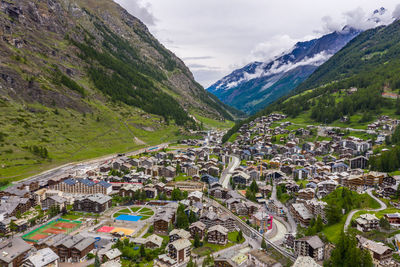 High angle view of townscape against sky