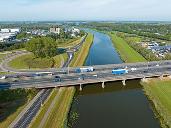 High angle view of bridge over river