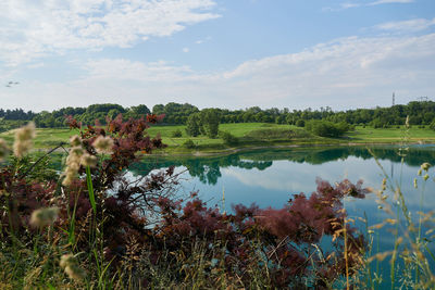 Scenic view of lake against sky