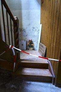 High angle view of staircase at home