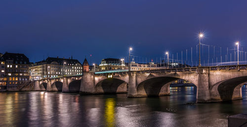 Bridge over river at night