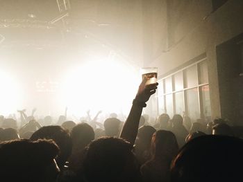 Crowd at music concert at night