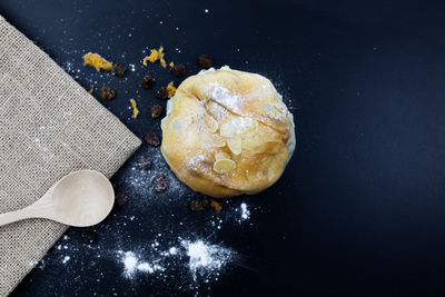 High angle view of bread on table