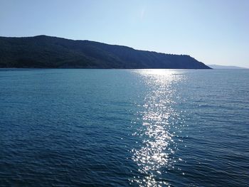 Scenic view of sea against clear sky