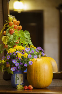 Close-up of flower pot on table