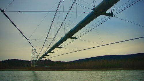 Low angle view of lake against sky