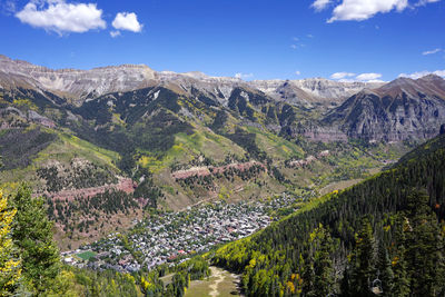 Aerial view of telluride colorado in autumn