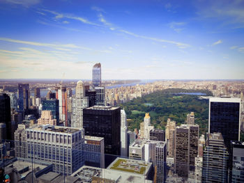 High angle view of cityscape against sky