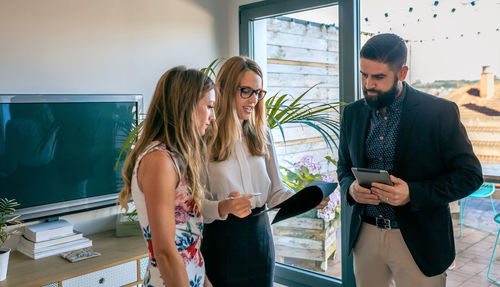 Businessperson having discussion in office