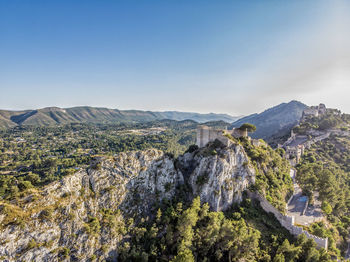 Scenic view of mountains against clear sky