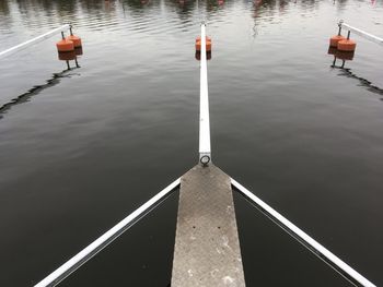 High angle view of nautical vessel on lake