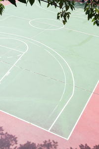 Scenic view of soccer field against sky