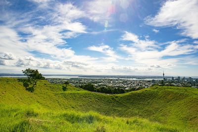 Scenic view of land against sky