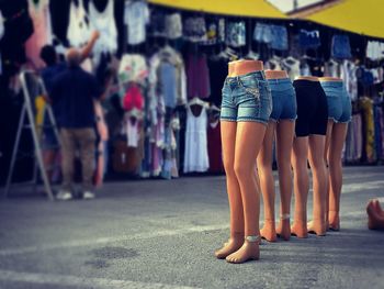 Hot pants in retail display at market for sale