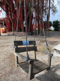 Empty bench in park