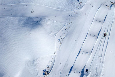 High angle view of snow covered landscape