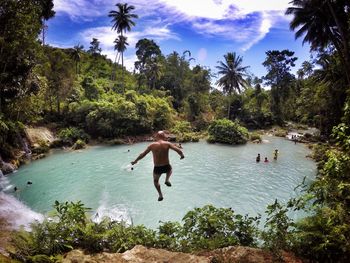View of people in water