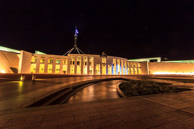 View of illuminated building at night