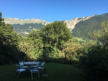 Scenic view of landscape against mountains