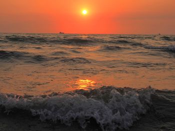 Scenic view of sea against sky during sunset