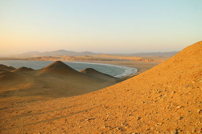 Evening landscapes of paracas national reserve park, peru