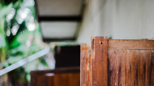 Close-up of wooden table