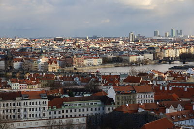 High angle view of townscape against sky