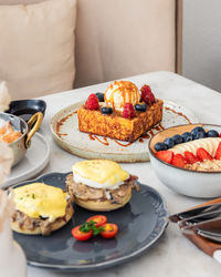 Close-up of food in plate on table