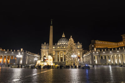 Illuminated buildings at night