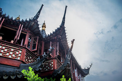 Low angle view of temple against sky