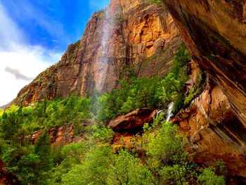 Low angle view of rock formation on mountain