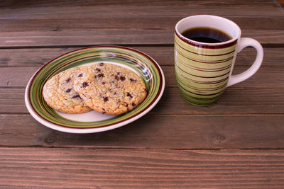 High angle view of coffee on table