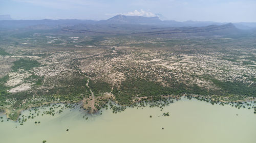 High angle view of landscape against sky