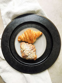 High angle view of breakfast served on table