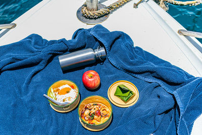 High angle view of personal accessories on table