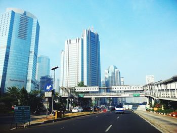 City street against blue sky