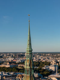 High angle view of townscape against clear sky